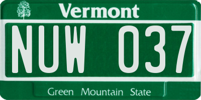 VT license plate NUW037