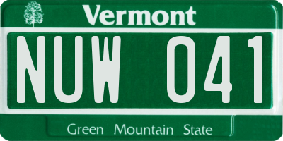 VT license plate NUW041