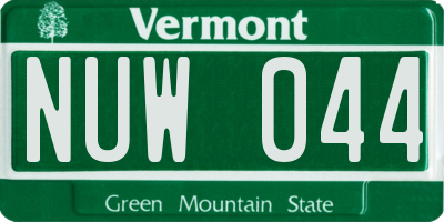 VT license plate NUW044