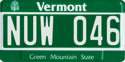 VT license plate NUW046