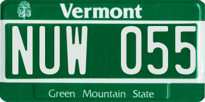VT license plate NUW055