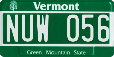 VT license plate NUW056