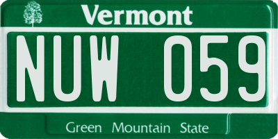 VT license plate NUW059