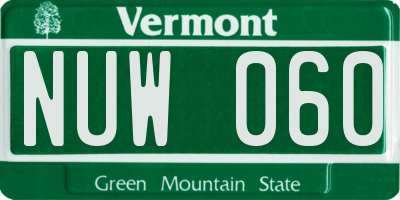 VT license plate NUW060