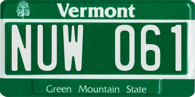 VT license plate NUW061
