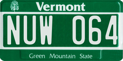 VT license plate NUW064
