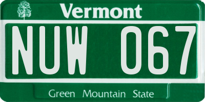 VT license plate NUW067