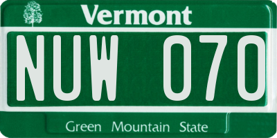 VT license plate NUW070