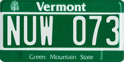 VT license plate NUW073