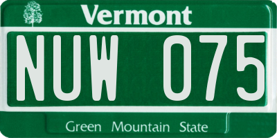 VT license plate NUW075