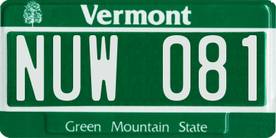VT license plate NUW081