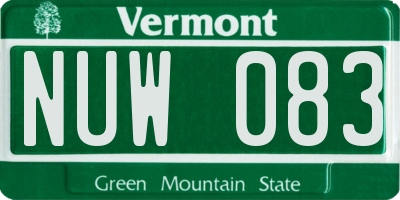 VT license plate NUW083