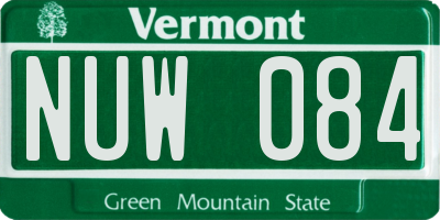 VT license plate NUW084