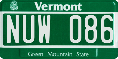 VT license plate NUW086