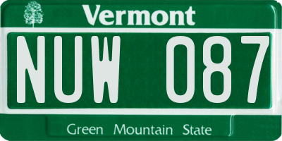 VT license plate NUW087