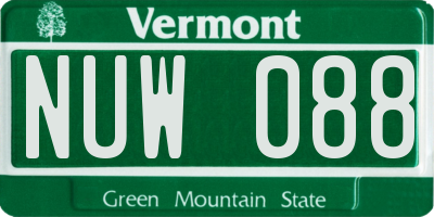 VT license plate NUW088