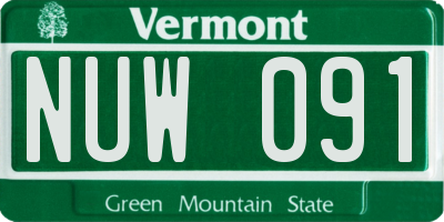 VT license plate NUW091