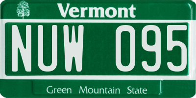 VT license plate NUW095