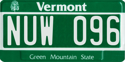 VT license plate NUW096