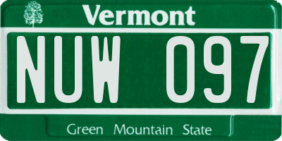 VT license plate NUW097