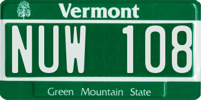 VT license plate NUW108