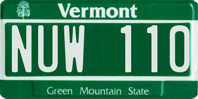 VT license plate NUW110