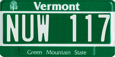 VT license plate NUW117