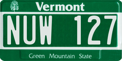 VT license plate NUW127