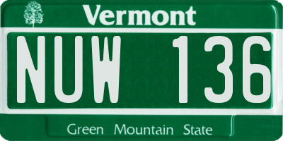 VT license plate NUW136