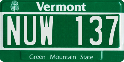 VT license plate NUW137