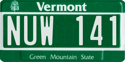 VT license plate NUW141