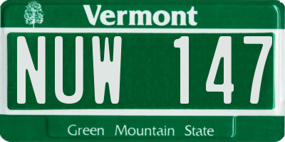 VT license plate NUW147