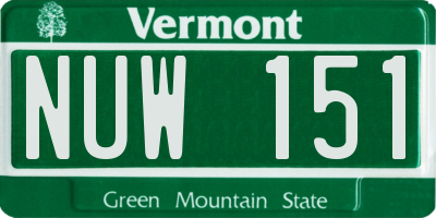 VT license plate NUW151