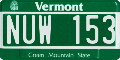 VT license plate NUW153