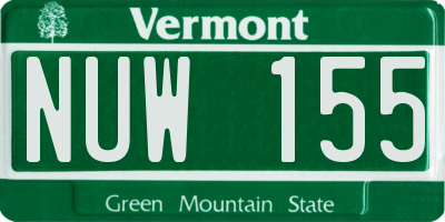 VT license plate NUW155