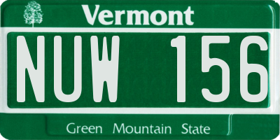 VT license plate NUW156