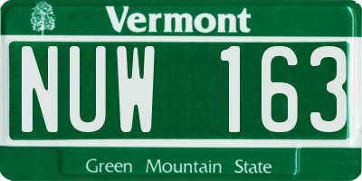 VT license plate NUW163