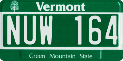 VT license plate NUW164