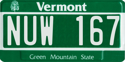 VT license plate NUW167
