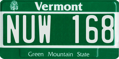 VT license plate NUW168