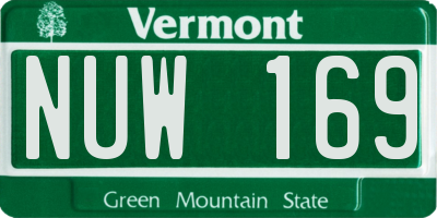 VT license plate NUW169