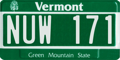 VT license plate NUW171