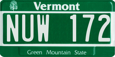 VT license plate NUW172
