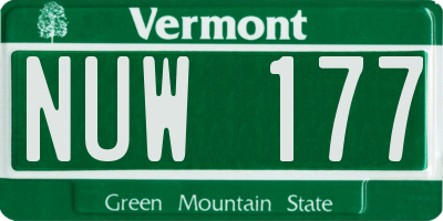 VT license plate NUW177