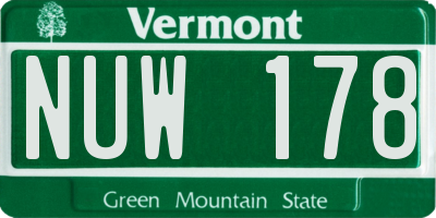 VT license plate NUW178