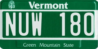 VT license plate NUW180