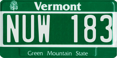 VT license plate NUW183