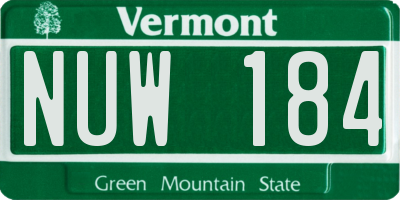 VT license plate NUW184