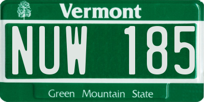 VT license plate NUW185