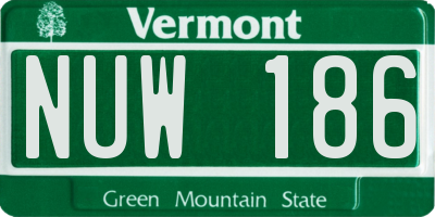 VT license plate NUW186